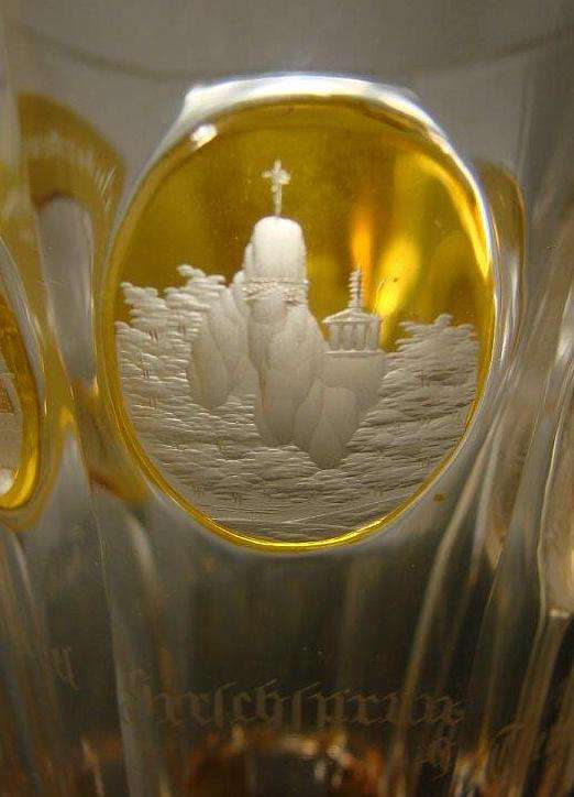 Verre Biedermeier Souvenir "Ranftbecher" De Karlsbad - Rouge - Allemagne - Occasion