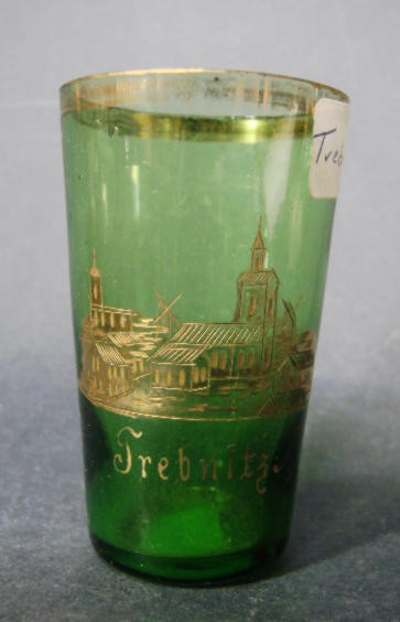 Andenken-, Becherglas TREBNITZ, um 1900.