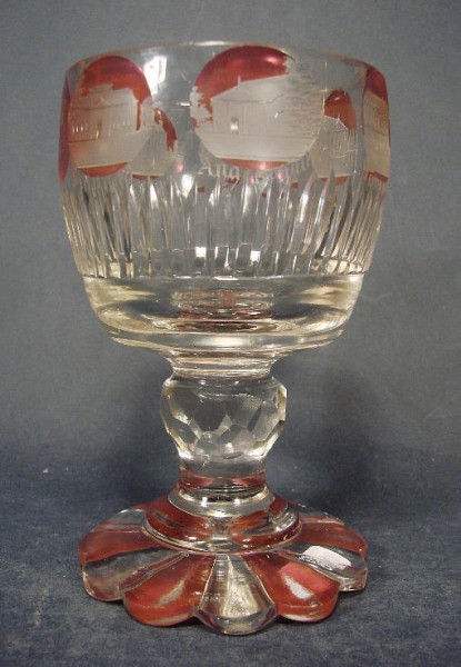Kleines Pokalglas mit Ansichten von TEPLITZ, datiert 1834.