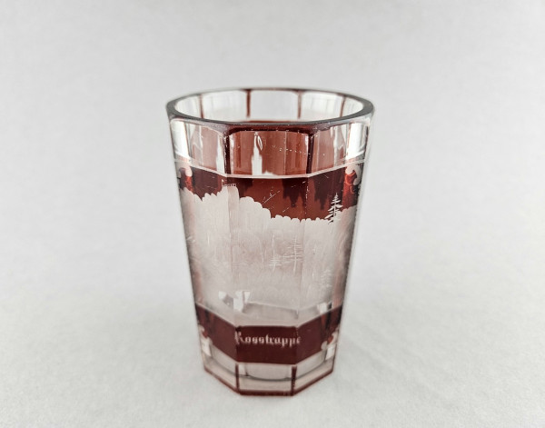 Andenken-, Ansichten-, Badeglas ROSSTRAPPE / FALKENSTEIN Harz, 19.Jh.
