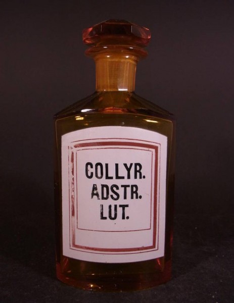 Apothekenflasche COLLYR.ADSTR.LUT., um 1900.