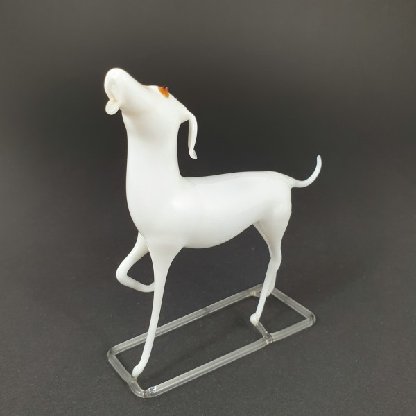 Lauscha -, Windhund, vor der Lampe geblasenes Glas.