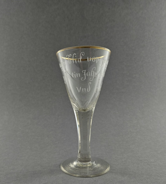 Barock - Erotica Pokalglas "Ein augen blick vor gnügter ehe beyzahlt .....". Thüringen, um 1850.
