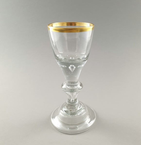 Barock - Kelchglas / Weinglas mit Goldrand. Lauenstein mit Löwe, um 1770.