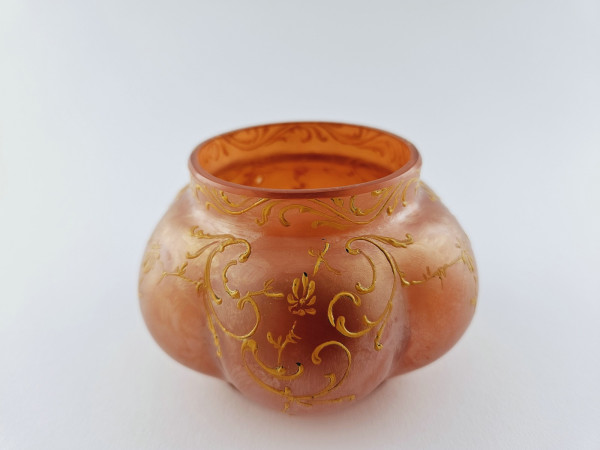Jugendstil - kleine Vase / Schale mit Emailmalerei, um 1920.