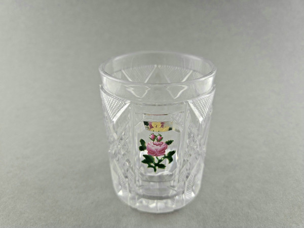 Biedermeier - Becherglas / Inklustationsbecher mit Rosen. Frankreich, wohl Baccarat um 1830