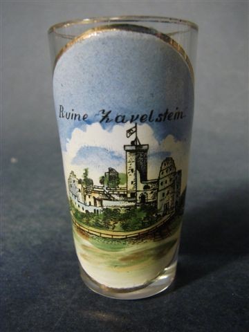 Andenken-, Schnapsglas TEINACH "Ruine Zavelstein" im Schwarzwald, um 1900.